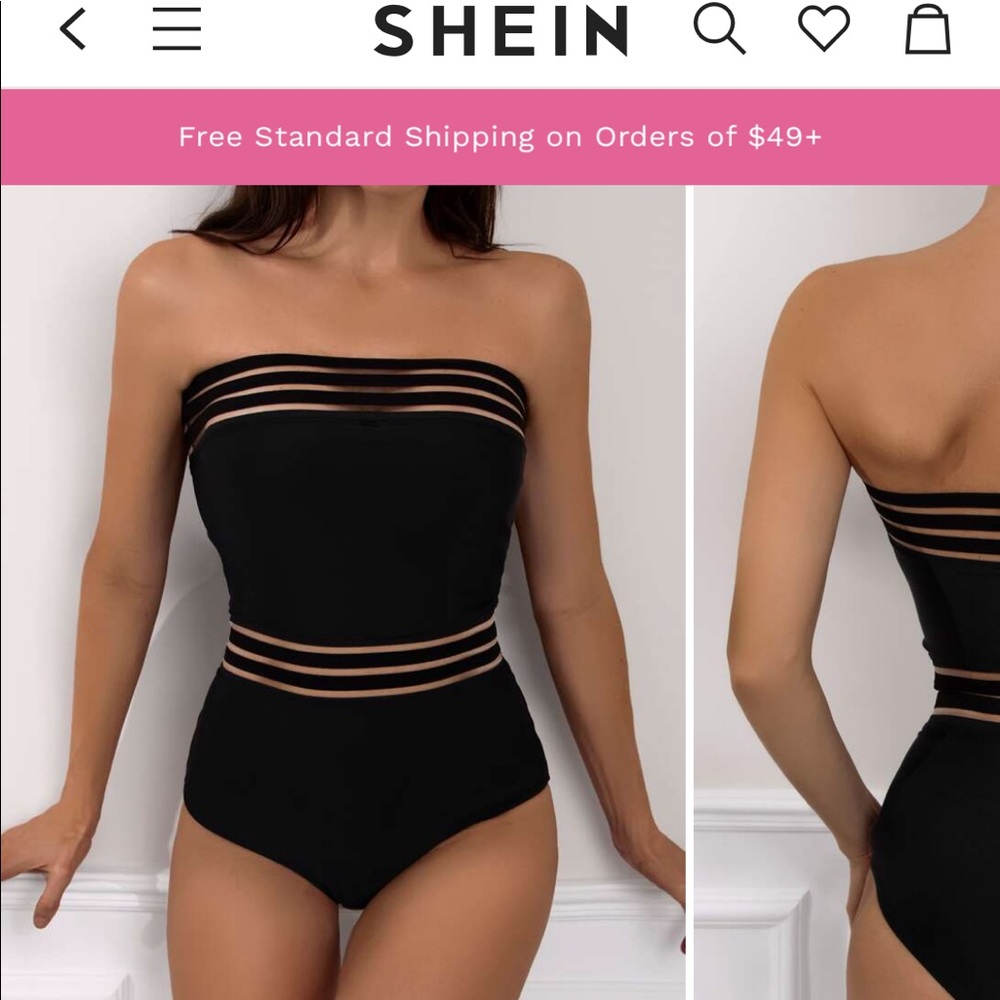 NEW SHEIN Mesh Bandeau One Piece Swimsuit